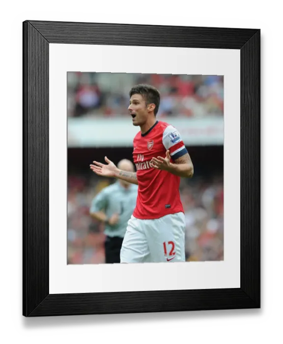 Framed Print : Olivier Giroud: Arsenal vs Aston Villa, Premier League 2013-14 - In Action