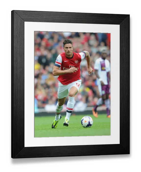 Framed Print : Olivier Giroud in Action: Arsenal vs. Aston Villa, Premier League 2013-14