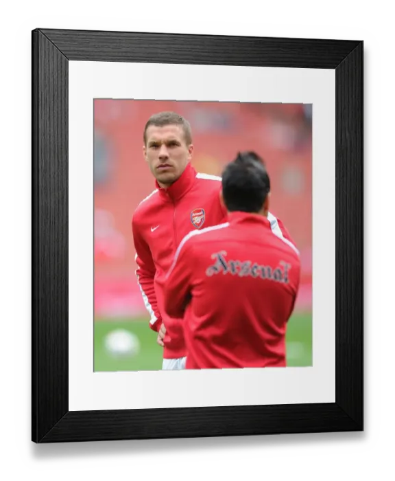 Framed Print : Arsenal's Ready-to-Go Striker: Lukas Podolski in Action vs. Aston Villa (2013-14)