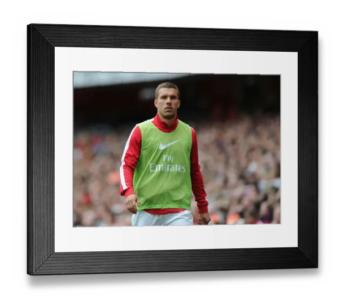 Framed Print : Arsenal's Lukas Podolski in Action: Arsenal vs. Aston Villa (2013-14 Premier League)