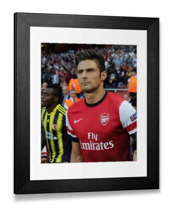Framed Print : Olivier Giroud in Action for Arsenal against Fenerbahce in 2013-14 UEFA Champions League Play-offs