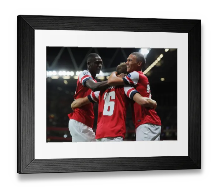 Framed Print : Arsenal Celebrate: Ramsey, Sanogo, Gibbs Score in Champions League Victory over Fenerbahce Framed Print : Arsenal Celebrate: Ramsey, Sanogo, Gibbs Score in Champions League Victory over Fenerbahce