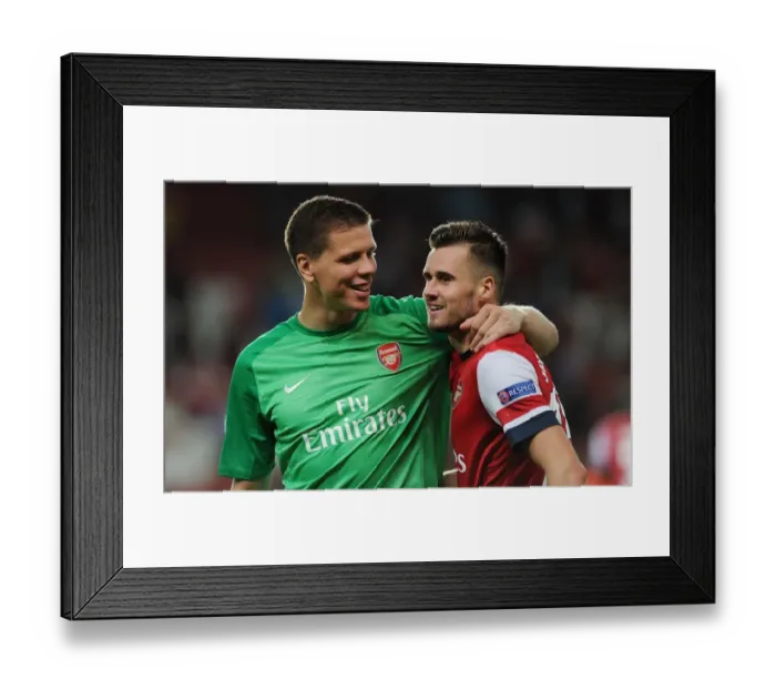 Framed Print : Arsenal Duo Wojciech Szczesny and Carl Jenkinson after UEFA Champions League Showdown vs Fenerbahce