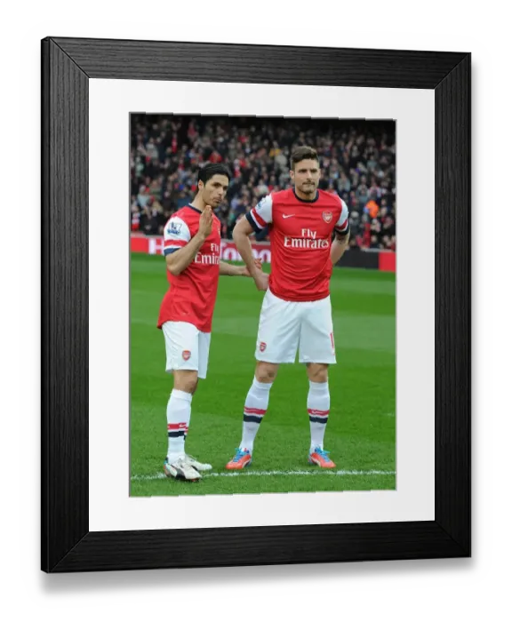 Framed Print : Arsenal's Mikel Arteta and Olivier Giroud Before Arsenal v Norwich City, Premier League 2012-13