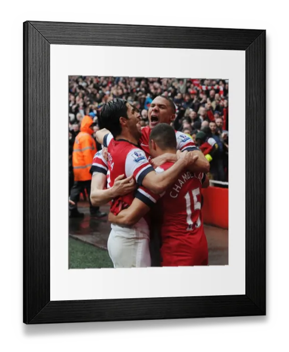 Framed Print : Arsenal Celebrate Second Goal vs. Norwich City (2012-13)