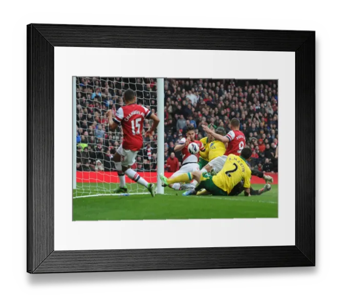 Framed Print : Arsenal's Olivier Giroud Scores Second Goal Against Norwich City (April 2013)