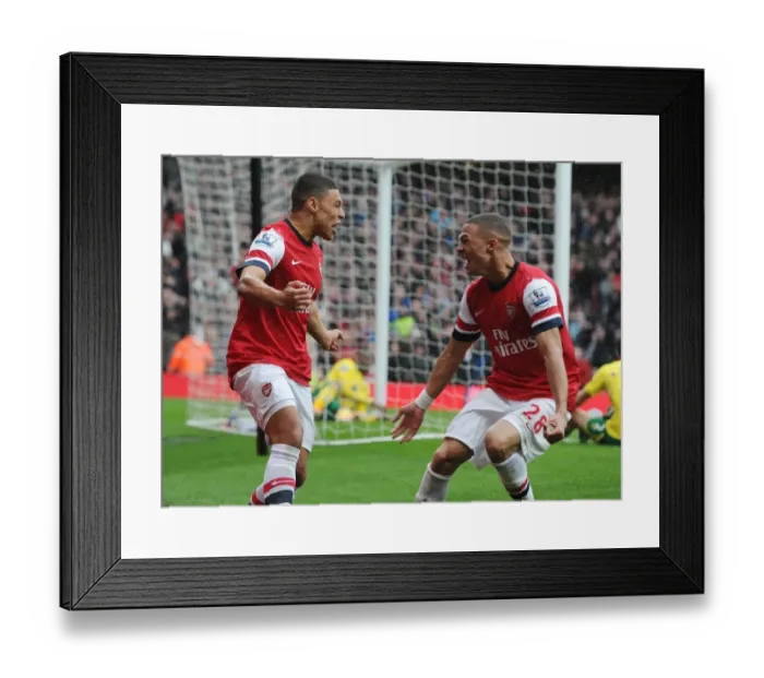 Framed Print : Arsenal Celebrate Second Goal vs. Norwich City (2012-13)