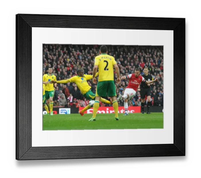 Framed Print : Podolski's Hat-Trick: Arsenal's Triumph Over Norwich City, April 2013