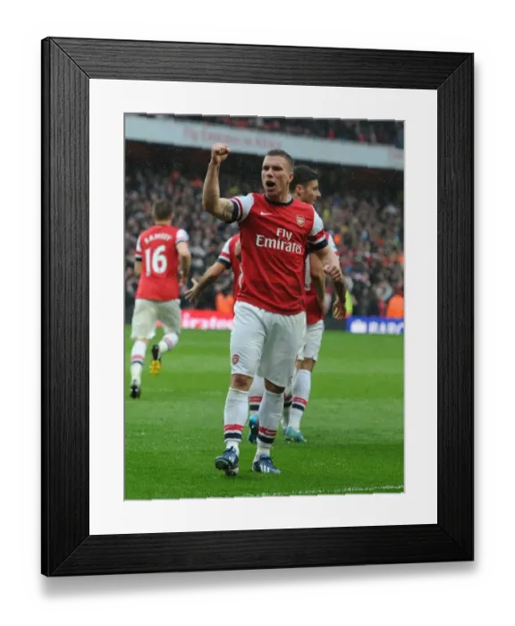 Framed Print : Podolski's Hat-Trick: Arsenal's Triumph Over Norwich City (2012-13)
