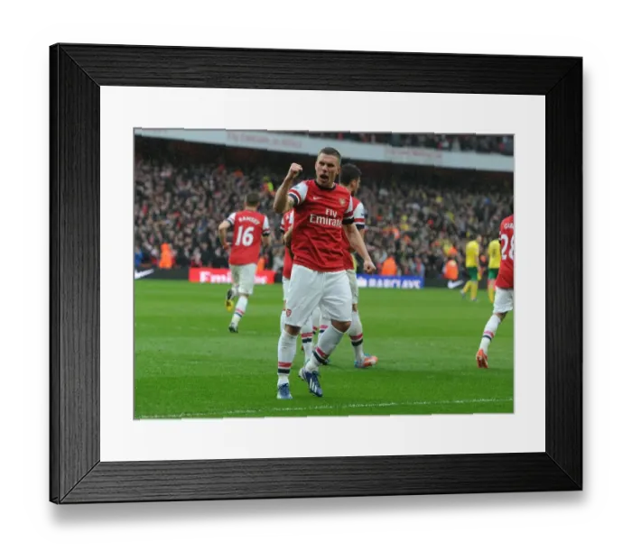 Framed Print : Podolski's Stunner: Arsenal's Triumph over Norwich City (2012-13)