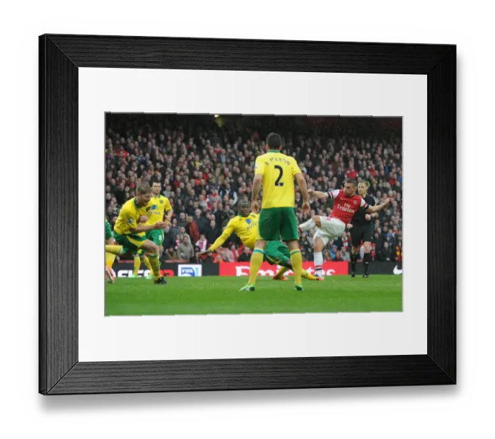Framed Print : Podolski's Hat-Trick: Arsenal's Triumph Over Norwich City (April 2013)