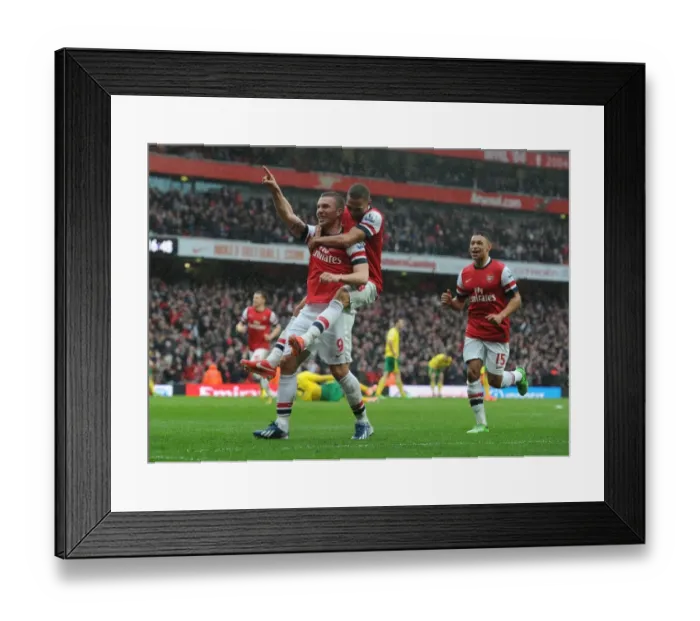 Framed Print : Podolski's Hat-trick: Arsenal's Victory Over Norwich City, April 2013 Framed Print : Podolski's Hat-trick: Arsenal's Victory Over Norwich City, April 2013