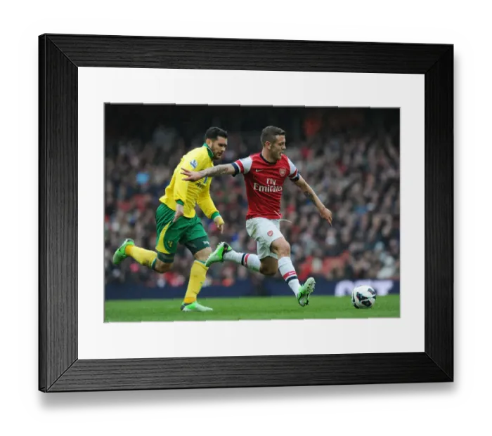 Framed Print : Arsenal's Jack Wilshere Scores Past Norwich's Bradley Johnson - Arsenal vs Norwich City, Premier League 2012-13