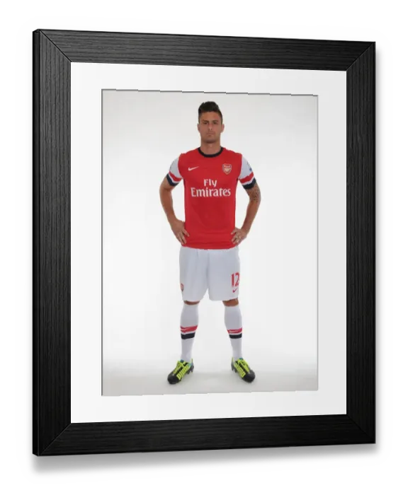 Framed Print : Olivier Giroud at Arsenal 2013-14 Squad Team Photocall