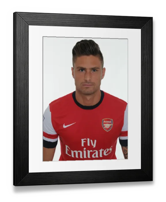 Framed Print : Olivier Giroud at Arsenal FC 2013-14 Squad Team Photocall
