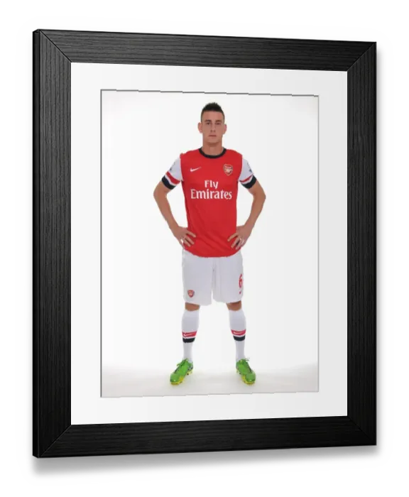 Framed Print : Arsenal's Laurent Koscielny at 2013-14 Squad Team Photocall