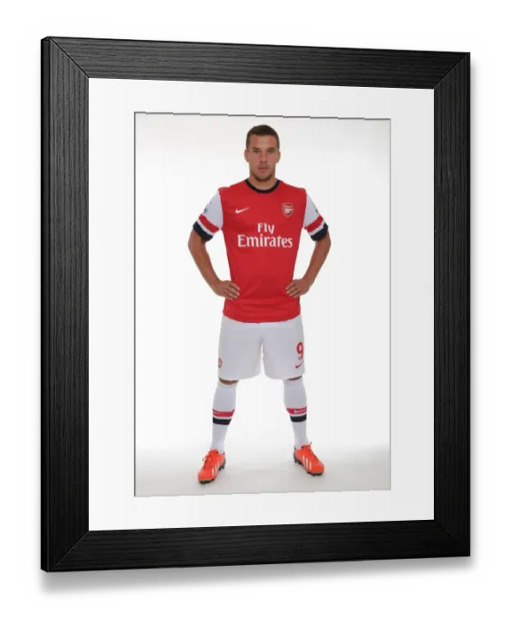 Framed Print : Arsenal 2013-14 Squad: Lukas Podolski at the Team Photocall