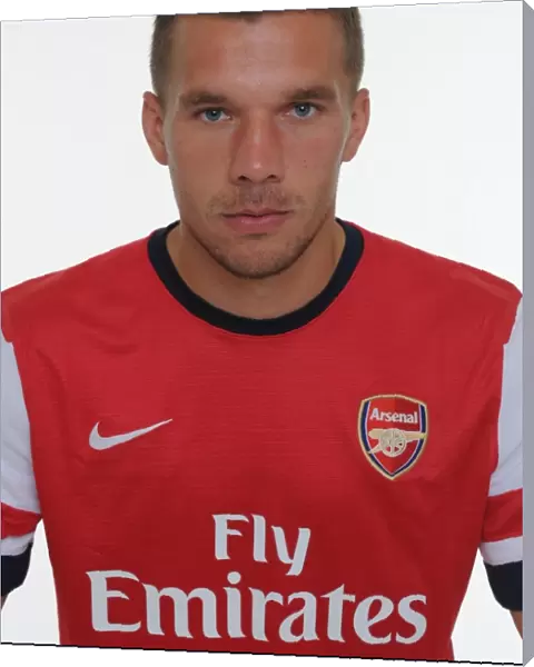 Arsenal 2013-14 Squad: Lukas Podolski at Emirates Stadium Photocall
