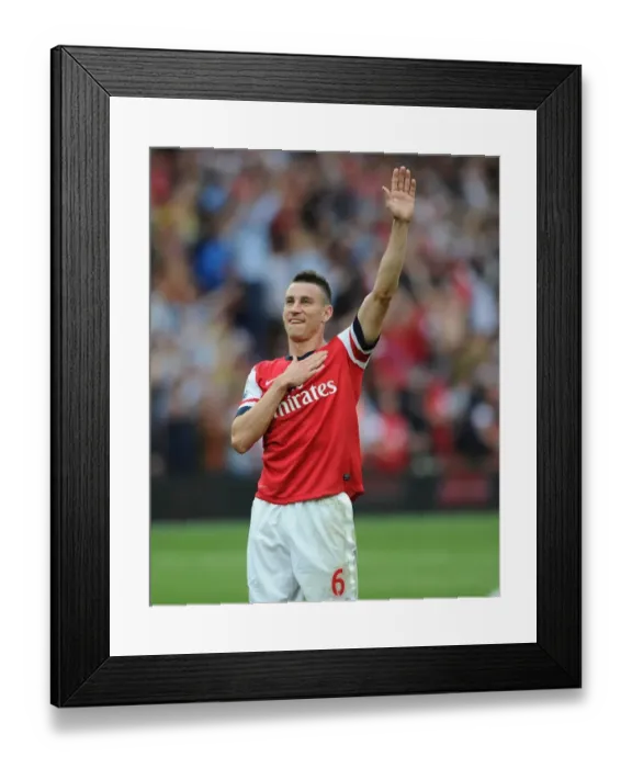 Framed Print : Laurent Koscielny's Emotional Victory Celebration: Arsenal's Triumph Over Tottenham (2013-14) Framed Print : Laurent Koscielny's Emotional Victory Celebration: Arsenal's Triumph Over Tottenham (2013-14)