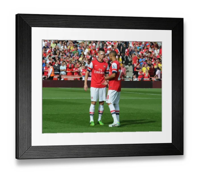 Framed Print : Arsenal vs. Tottenham: Pre-Match Moment between Koscielny and Gibbs (2013-14) Framed Print : Arsenal vs. Tottenham: Pre-Match Moment between Koscielny and Gibbs (2013-14)