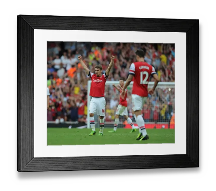 Framed Print : Aaron Ramsey's Goal Celebration: Arsenal vs. Tottenham Hotspur, Premier League 2013-14