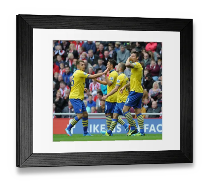 Framed Print : Olivier Giroud celebrates scoring Arsenals 1st goal. Sunderland 1: 3 Arsenal. Barclays Framed Print : Olivier Giroud celebrates scoring Arsenals 1st goal. Sunderland 1: 3 Arsenal. Barclays