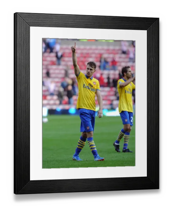 Framed Print : Aaron Ramsey Celebrates after Arsenal's Victory over Sunderland (2013-14) Framed Print : Aaron Ramsey Celebrates after Arsenal's Victory over Sunderland (2013-14)