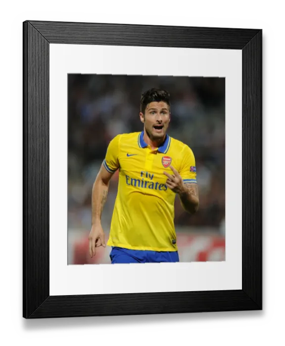 Framed Print : Olivier Giroud in Action: Arsenal vs. Marseille, UEFA Champions League 2013-14