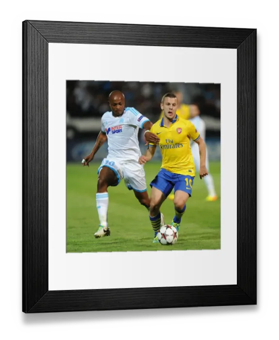 Framed Print : Clash of Talents: Wilshere vs. Ayew - Marseille vs. Arsenal, UEFA Champions League, 2013