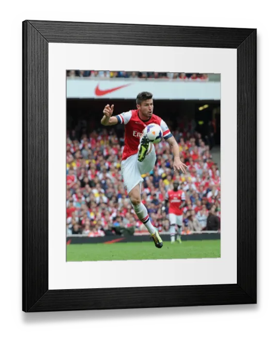 Framed Print : Giroud in Action: Arsenal vs Stoke City, Premier League 2013-14