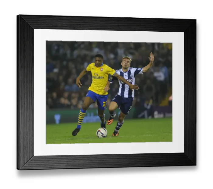 Framed Print : Chuba Akpom vs. James Morrison: Battle in the Capital One Cup (West Bromwich Albion vs. Arsenal, 2013-14)