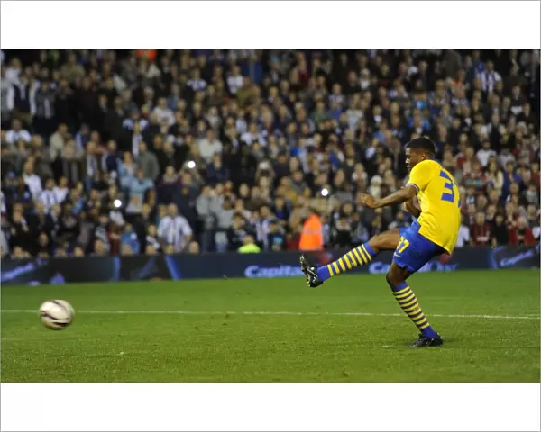 Chuba Akpom scores from the penalty spot. West Bromwich Albion 1: 1 Arsenal. 3: 4 to