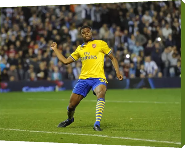 Chuba Akpom celebrates scoring from the penalty spot. West Bromwich Albion 1: 1 Arsenal