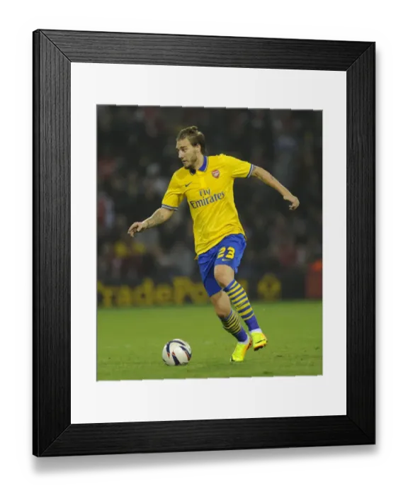 Framed Print : Nicklas Bendtner: Arsenal's Lone Warrior in Capital One Cup Clash Against West Bromwich Albion (September 2013)