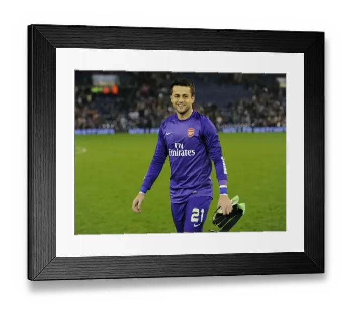 Framed Print : Lukas Fabianski Smiling Victory: Arsenal's Capital Cup Triumph at West Bromwich Albion (2013-14)