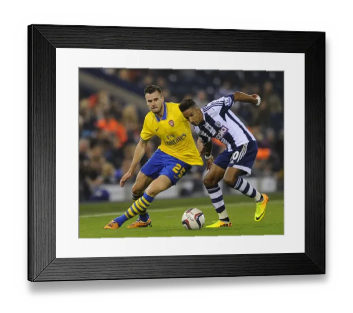 Framed Print : Carl Jenkinson vs. Scott Sinclair: Arsenal's Defensive Battle at West Bromwich Albion (Capital One Cup, 2013)