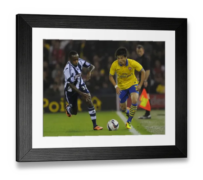 Framed Print : Ryo Miyaichi vs Saido Berahino: Battle at The Hawthorns - West Bromwich Albion vs Arsenal Capital One Cup Clash Framed Print : Ryo Miyaichi vs Saido Berahino: Battle at The Hawthorns - West Bromwich Albion vs Arsenal Capital One Cup Clash