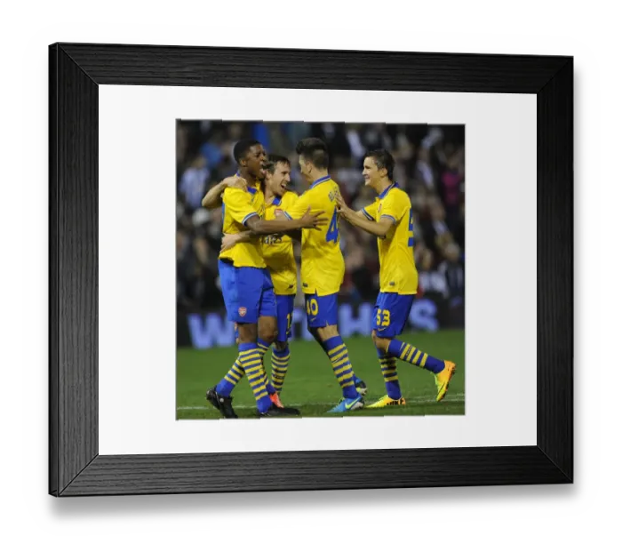 Framed Print : Arsenal's Monreal, Akpom, Bellerin, and Olsson Celebrate Penalty Shootout Victory over West Bromwich Albion Framed Print : Arsenal's Monreal, Akpom, Bellerin, and Olsson Celebrate Penalty Shootout Victory over West Bromwich Albion