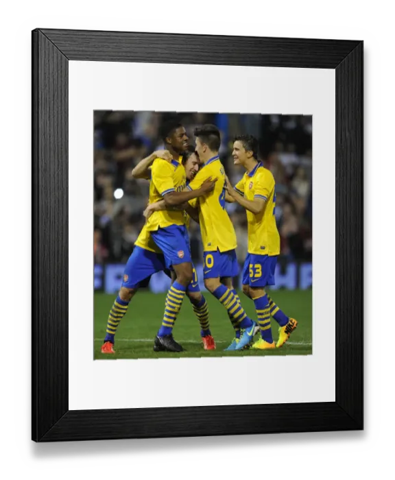 Framed Print : Arsenal's Monreal Scores Winning Penalty Against West Brom in Capital One Cup
