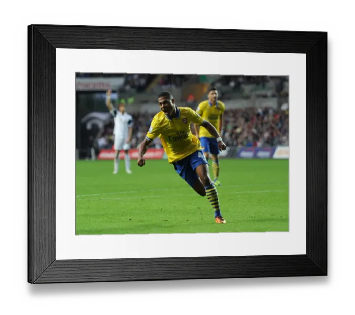 Framed Print : Serge Gnabry Scores First Arsenal Goal: A Memorable Moment from Swansea City vs. Arsenal, 2013-14 Season