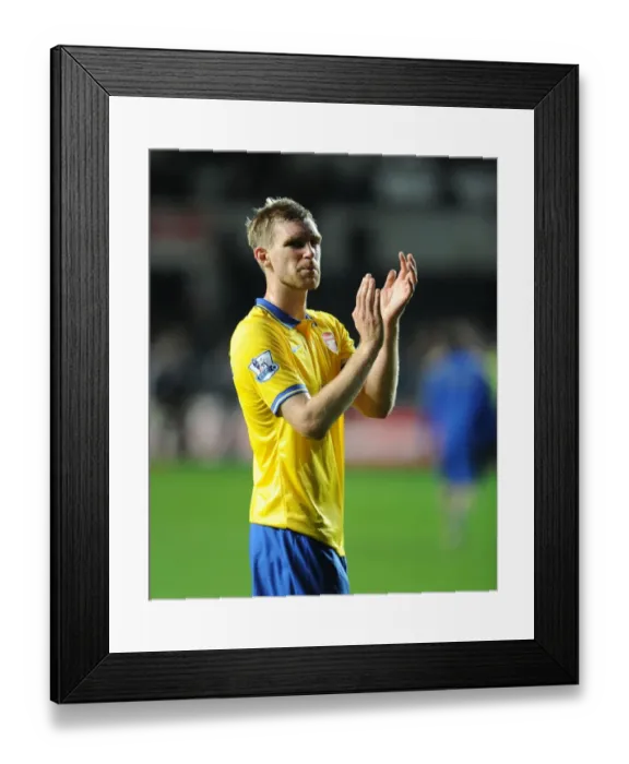 Framed Print : Per Mertesacker Celebrates with Arsenal Fans after Swansea Victory, 2013-14 Premier League