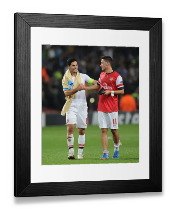 Framed Print : Arsenal's Midfield Dynamos: Arteta and Ozil in Action (2013-14)
