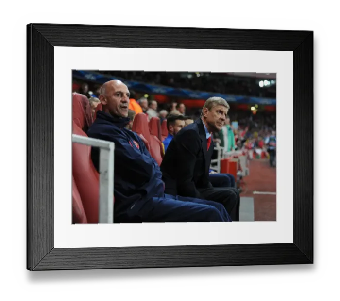 Framed Print : Arsene Wenger and Steve Bould: Pre-Match Huddle at Arsenal's Emirates Stadium (Arsenal v Napoli, 2013-14 Champions League) Framed Print : Arsene Wenger and Steve Bould: Pre-Match Huddle at Arsenal's Emirates Stadium (Arsenal v Napoli, 2013-14 Champions League)