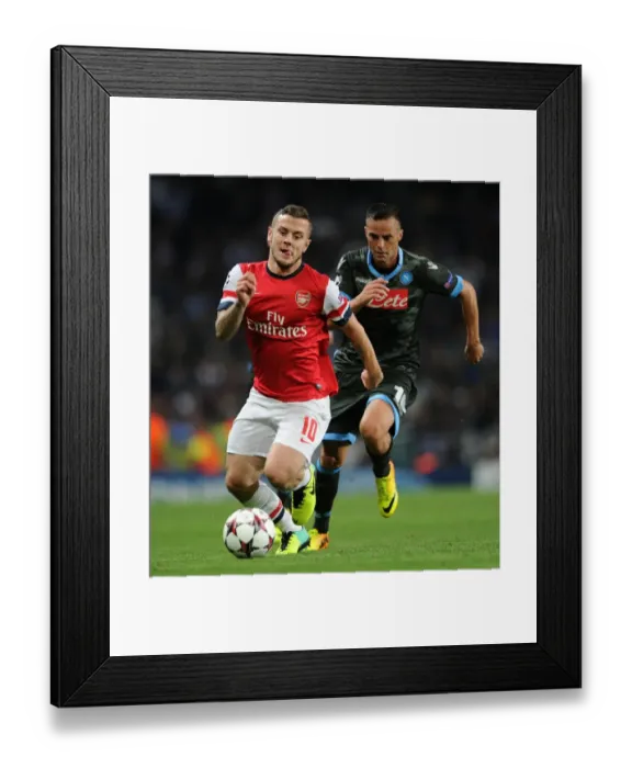 Framed Print : Jack Wilshere vs. Giandomenico Mesto: Arsenal vs. Napoli, UEFA Champions League, 2013 Framed Print : Jack Wilshere vs. Giandomenico Mesto: Arsenal vs. Napoli, UEFA Champions League, 2013
