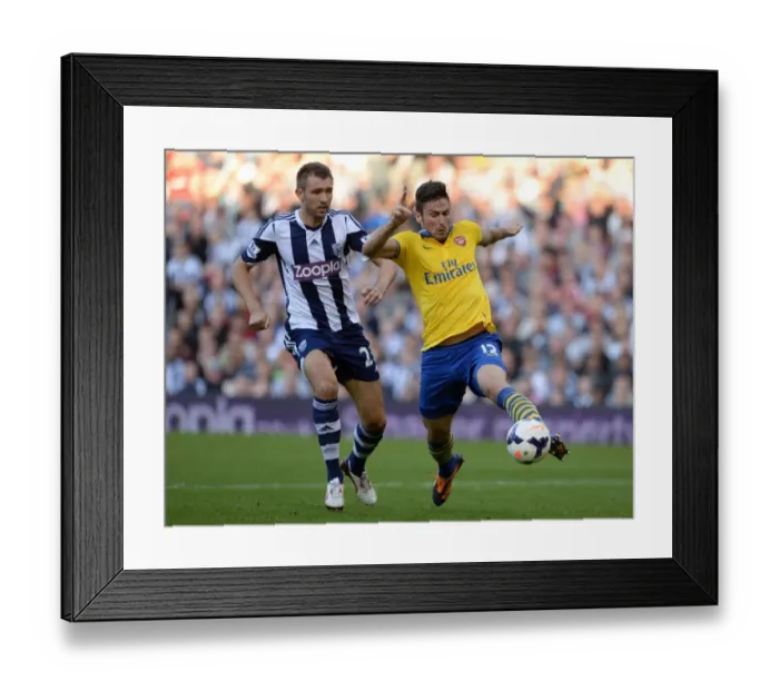 Framed Print : Giroud vs McAuley: A Battle at The Hawthorns - West Bromwich Albion vs Arsenal (2013-14)