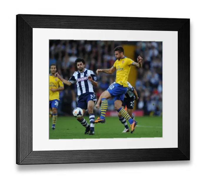 Framed Print : Giroud vs Yacob: A Battle in the Premier League - West Bromwich Albion vs Arsenal (2013-14)