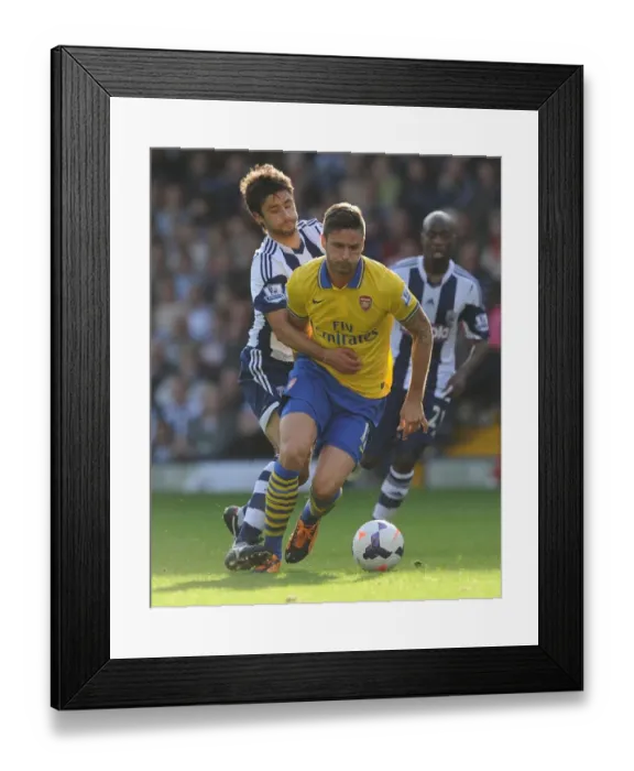 Framed Print : Giroud vs Yacob: A Premier League Battle - Arsenal's Olivier Giroud Clashes with West Bromwich Albion's Claudio Yacob (2013-14) Framed Print : Giroud vs Yacob: A Premier League Battle - Arsenal's Olivier Giroud Clashes with West Bromwich Albion's Claudio Yacob (2013-14)