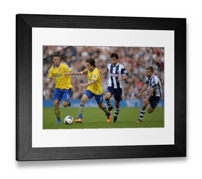 Framed Print : Mesut Ozil and Tomas Rosicky vs Claudio Yacob and James Morrison: Arsenal's Midfield Battle against West Bromwich Albion (2013-14) Framed Print : Mesut Ozil and Tomas Rosicky vs Claudio Yacob and James Morrison: Arsenal's Midfield Battle against West Bromwich Albion (2013-14)