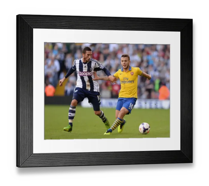 Framed Print : Jack Wilshere vs Morgan Amalfitano: Battle in the Midfield - West Bromwich Albion vs Arsenal (2013-14)
