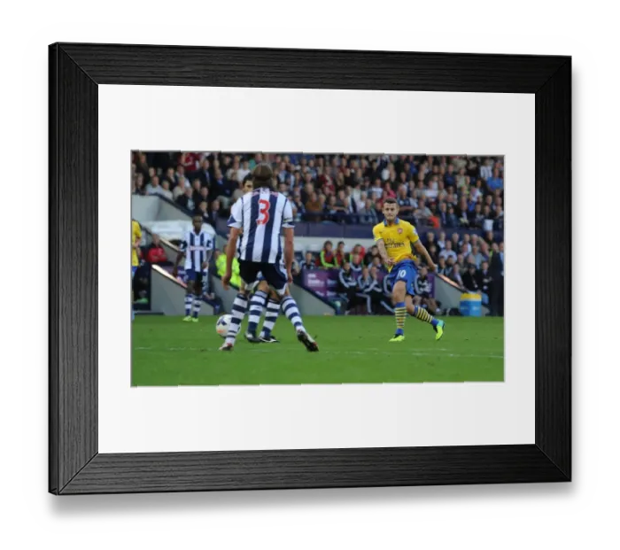 Framed Print : Jack Wilshere Scores Past Jonas Olsson: West Bromwich Albion vs Arsenal, Premier League 2013-14
